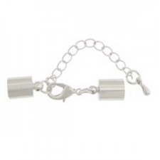 Metal Endcap set Ø 7.5mm with extension chain and lobster clasp Silver